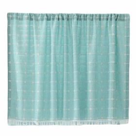 Solid Color Half Window Curtain Dormitory Short Curtain Modern Green Kitchen Curtains, 55x18 inch