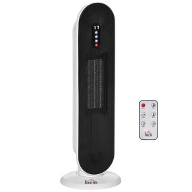 HOMCOM Home Space Heater, Portable Electric Heaters with 45 Degree Oscillation, Remote Control, 24H Timer and Overheating Protection, 1500W/1000W
