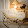 Outdoor Rocking Chair, Patio Egg Rocking Chair, Indoor Papasan Chair, Rattan Wicker Lounge Chair, Modern Royal Chair for Bedroom, Living Room, Porch