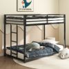 Adam Sturdy Twin over Twin Bunk Bed Metal Black for Kids and Adult, Low Profile Twin over twin bunk bed with Ladder and Guardrails, Easy Climbing