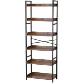 Metal Bookshelf Rustic Bookshelf 6-Tier for Living room Bedroom & Office