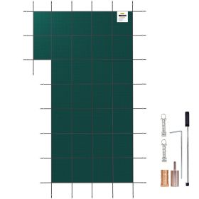 VEVOR Inground Pool Safety Cover, 18 ft x 34 ft Rectangular Winter Pool Cover with Left Step, Triple Stitched, High Strength Mesh PP Material