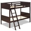 Wooden Twin Over Twin Bunk Beds with Ladder and Safety Rail