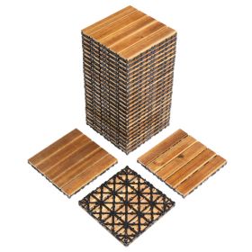27pcs Wood Interlocking Deck Tiles 11.8"x11.8", Waterproof Flooring Tiles for Indoor and Outdoor