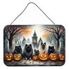 NEW Keeshond Spooky Halloween Wall or Door Hanging Prints Aluminum Metal Sign Kitchen Wall Bar Bathroom Plaque Home Decor, 8HX12W, Multicolor