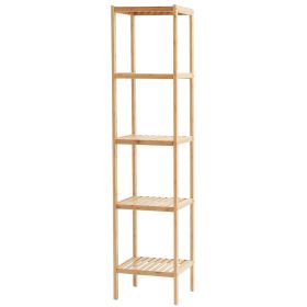 Corner Standing Bookshelf 5-Tier Bamboo Ladder Narrow Shelf Plant Stand