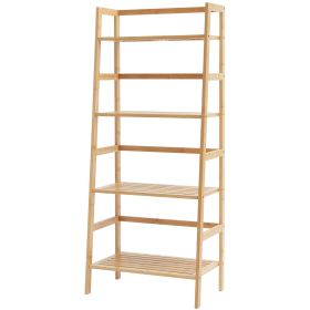 Bamboo Bookshelf 4 Tiers Bamboo Ladder Bookshelf Trapezoid Storage Rack