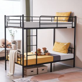 Modern Double Layer Bunk Bed with Sturdy Metal Frame Safety Guardrails Underbed Storage Space for Kids Teens Adults Easy Assembly No Box Spring Needed