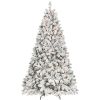 9ft Pvc Mixed Flocked Christmas tree with lights at courtyard Automatic Artificial christmas Tree