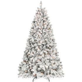 9ft Pvc Mixed Flocked Christmas tree with lights at courtyard Automatic Artificial christmas Tree