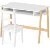 Qaba Kids Desk and Chair Set with Storage for Bedroom, School, Gift for Children Ages 3-12, White