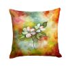 Virginia American Dogwood in Watercolor Throw Pillow Machine Washable, Indoor Outdoor Decorative Pillow for Couch, Bed or Patio, 14Hx14W