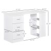 47 Inches Home Office Desk with 3-Tier Storage Shelves, Computer Desk with Drawers, Study Writing Table, White