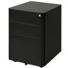 Metal Filing Cabinet 3 Drawer, Mobile Office Cabinet with Wheels for Legal, Letter, A4 File, Black