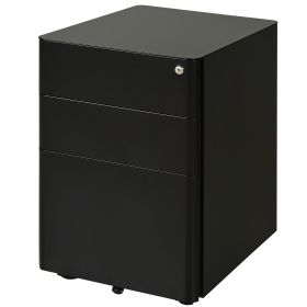 Metal Filing Cabinet 3 Drawer, Mobile Office Cabinet with Wheels for Legal, Letter, A4 File, Black