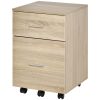 Mobile Filing Cabinet, Vertical File Cabinet with 2 Drawers, Wheels, for Letter or A4 File, Natural
