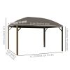 Outsunny 10' x 13' Hardtop Gazebo with Curtains and Netting, Outdoor Pavilion Gazebo with Top Hook, Ceiling Hook, for Garden, Brown
