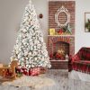 5ft PVC Round Head Flocking Tree Pre-lit Design Small Celebrate Festival Artificial Flocked Christmas Tree With UL Lights
