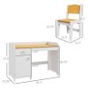 Qaba Kids Desk and Chair Set with Storage, White Study Desk for School, Student Writing Desk