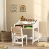 Qaba Kids Desk and Chair Set with Storage and Shelves, for Bedroom & Study Room, Gift for 3-8 Years Old, Natural Wood
