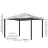 Outsunny Luxury Hardtop Gazebo 12'x10' with Curtains, Outdoor Patio Canopy Shelter, Elegant Design for Garden