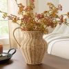 9" Faux Wood Rattan Pitcher Vase