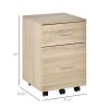 Mobile Filing Cabinet, Vertical File Cabinet with 2 Drawers, Wheels, for Letter or A4 File, Natural