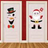 2 Packs Christmas Door Stickers Santa Claus Snowman Cartoon Felt Wall Stickers Xmas Home Refrigerator Garage Door Wall Window Decoration for Christmas