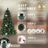 7ft Automatic Tree Structure PE PVC Material 650 Lights Warm Color 9 Modes With Remote Control 1200 Branches With Pine Needles Christmas Tree Green