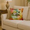 Virginia American Dogwood in Watercolor Throw Pillow Machine Washable, Indoor Outdoor Decorative Pillow for Couch, Bed or Patio, 14Hx14W