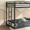 Adam Sturdy Twin over Twin Bunk Bed Metal Black for Kids and Adult, Low Profile Twin over twin bunk bed with Ladder and Guardrails, Easy Climbing
