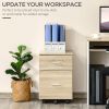 Mobile Filing Cabinet, Vertical File Cabinet with 2 Drawers, Wheels, for Letter or A4 File, Natural
