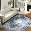 HOMCOM 5x7 Area Rug, Vintage Washable Rug, Non-Slip Floor Carpet for Living Room, Bedroom, Dining Room, Blue