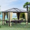 Outsunny Luxury Hardtop Gazebo 12'x10' with Curtains, Outdoor Patio Canopy Shelter, Elegant Design for Garden