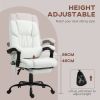 6-Point Vibration Massage Chair, Height Adjustable Reclining Computer Chair with Retractable Footrest, White