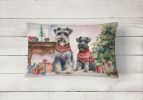 Waiting on Christmas Throw Pillow Throw Pillow for Indoor Couch Bed Outdoor Patio Washable, Schnauzer 1371,12Hx16W