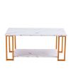 D&N Coffee Table, 2 Layers 1.5cm Thick Marble MDF Rectangle 39.37" L Tabletop Iron Coffee Table , Dining Room, Coffee Shop, Resterant, White Top