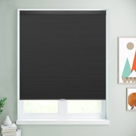 WELLSOURCE Cordless Cellular Shades without Drilling Honeycomb Blinds Blackout for Windows Bed Room, Office Easy to Install Custom Size (Color: Black, size: CUSTOM SIZE)