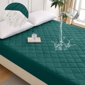 Diamond Grid Ultrasonic Waterproof Mattress Protector (Color: Green)