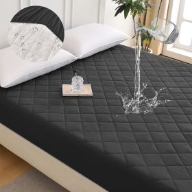 Diamond Grid Ultrasonic Waterproof Mattress Protector (Color: Black)