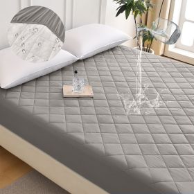 Diamond Grid Ultrasonic Waterproof Mattress Protector (Color: Gray)