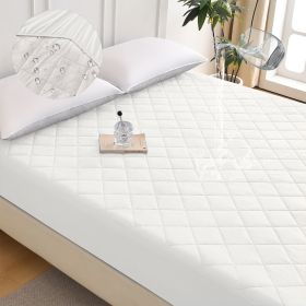 Diamond Grid Ultrasonic Waterproof Mattress Protector (Color: White)