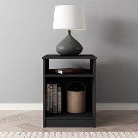 Ardent Open Shelf Nightstand (Color: Black)