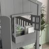 Twin over Twin House Bunk Bed with Roof , Window, Window Box, Door , with Safety Guardrails and Ladder